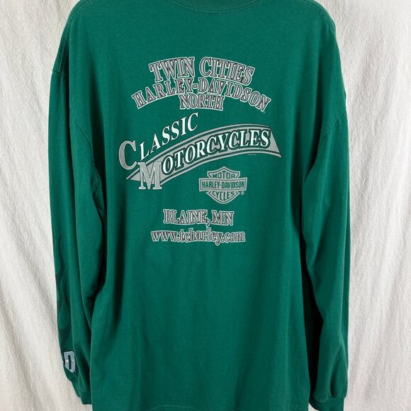 Y2K Harley-Davidson Classic Motorcycles Fire Flames Long Sleeve T-Shirt Adult XL - Picture 4 of 6